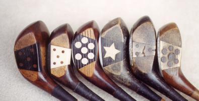Pretty Face Woods. Wooden Shaft Golf Clubs and Collectibles, Antique Golf Balls and golf collectables.