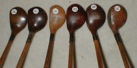 Gifts for the Golfer! Golf Gifts. Wooden Shaft Golf Clubs and Collectibles, Antique Golf Balls and golf collectables.  Hickory Golf Clubs - Great artifacts for interior decorating! Rare coins