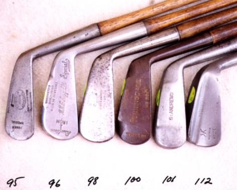 Wooden Shafted Golf Clubs & Golf Collectibles, wood shafted putters, hickory shafts, antique golf clubs, Maxwell hosel, smooth face