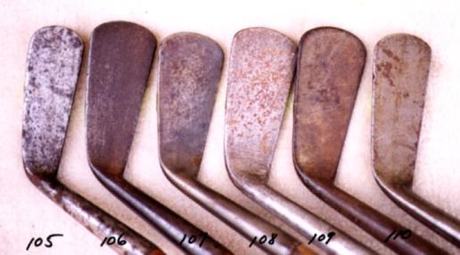 Wooden Shafted Golf Clubs & Golf Collectibles, wood shafted putters, hickory shafts, antique golf clubs, golf balls, bramble, gutta percha